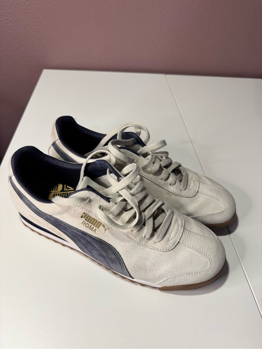 Puma Roma Men's Sneakers in Off-White and Navy